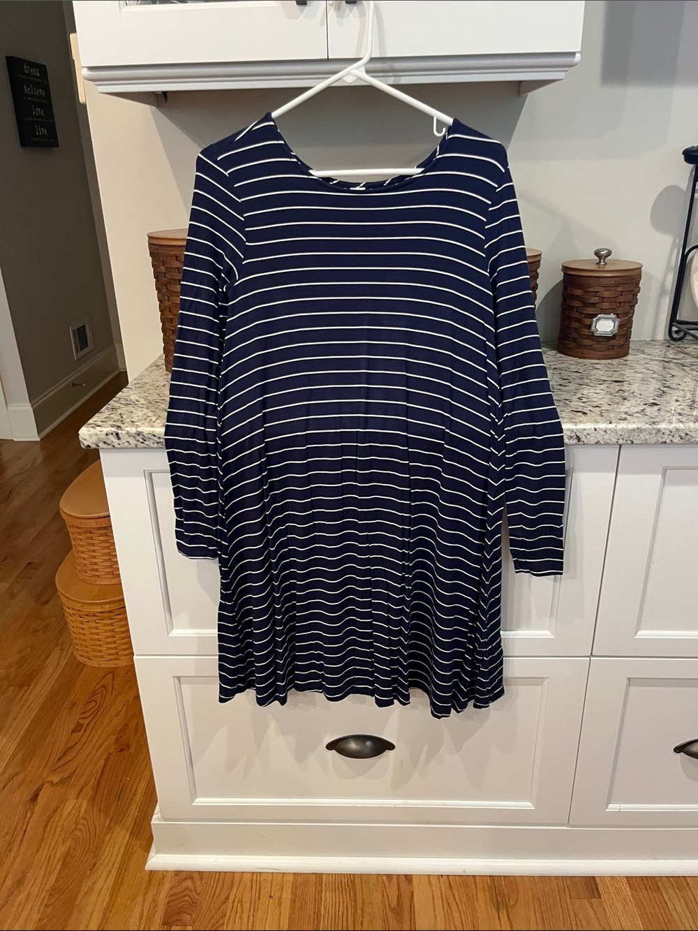Old Navy Navy and White Striped Swing Dress